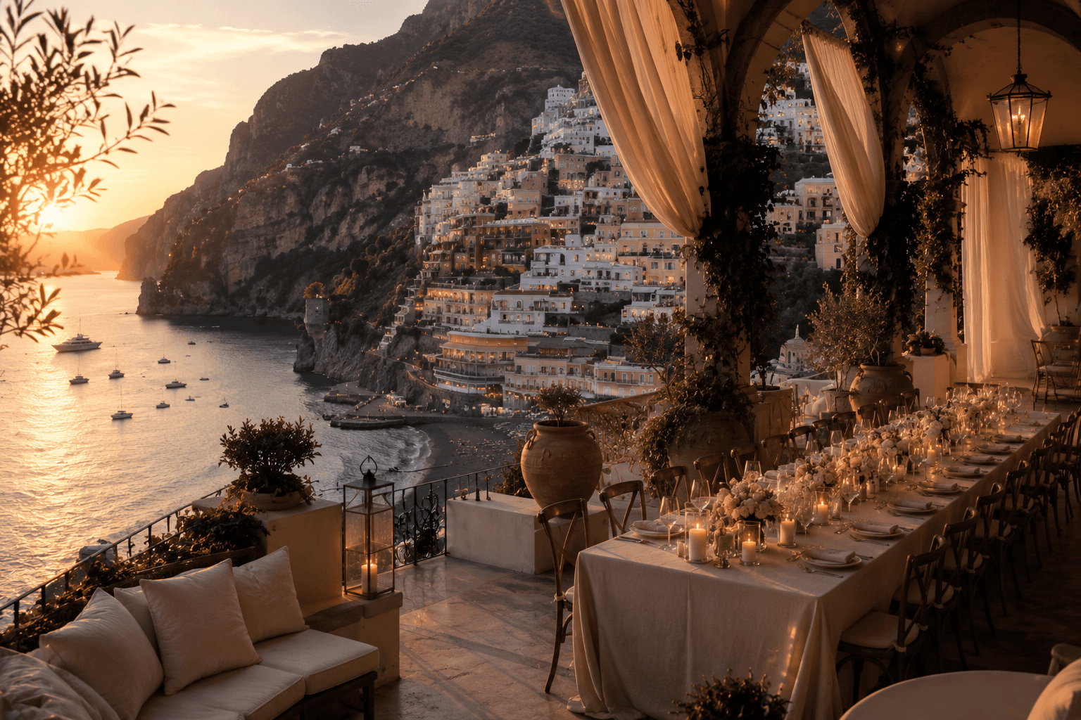 Destination wedding at a villa on the Amalfi Coast, Italy